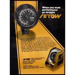 1971 Arrow Instruments Tach Tachometer Vintage Print Ad Man Cave Wall Art